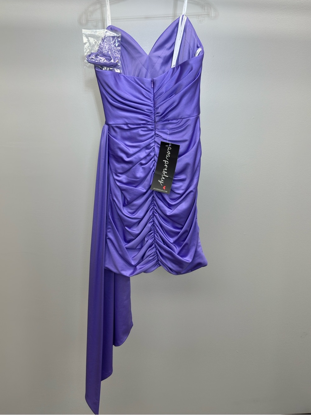 Purple Ruched Draped Mini Dress - Picture 2 of 2